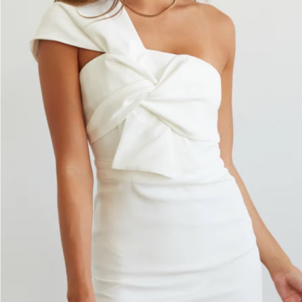 American Threads White One Shoulder Dress